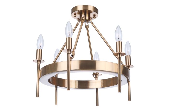 Larrson 6 Light Semi Flush in Satin Brass Semi Flush Craftmade