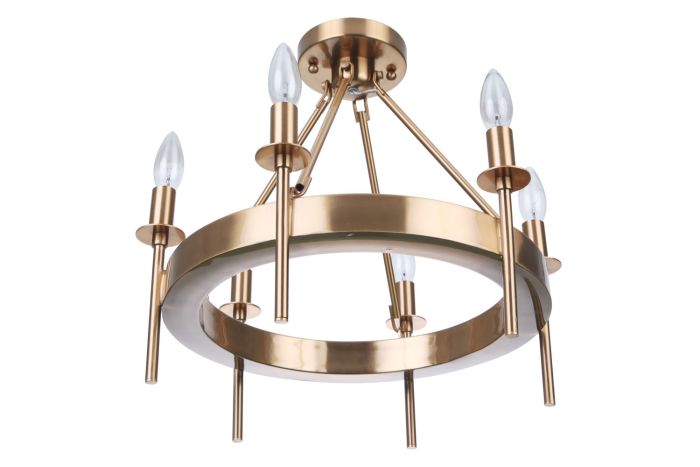 Larrson 6 Light Semi Flush in Satin Brass Semi Flush Craftmade