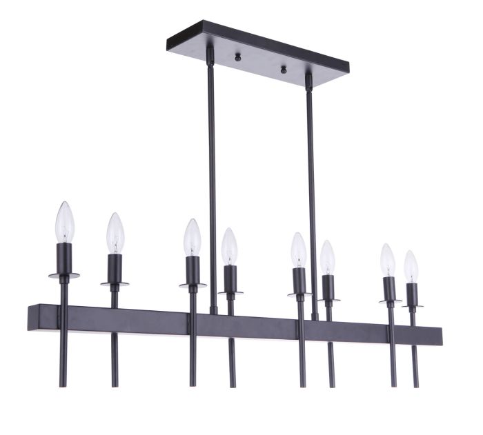 Larrson 8 Light Island in Flat Black Linear Craftmade