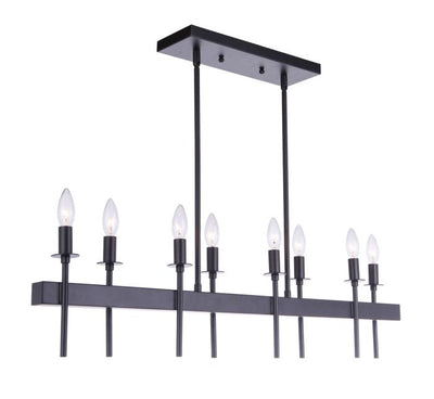 Larrson 8 Light Island in Flat Black Linear Craftmade