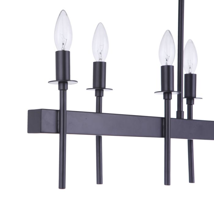 Larrson 8 Light Island in Flat Black Linear Craftmade