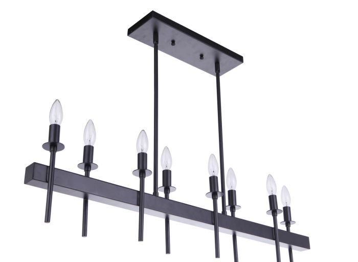 Larrson 8 Light Island in Flat Black Linear Craftmade