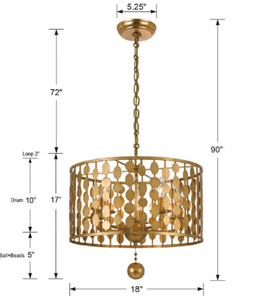 Layla 5 Light Antique Gold Chandelier Chandelier Crystorama