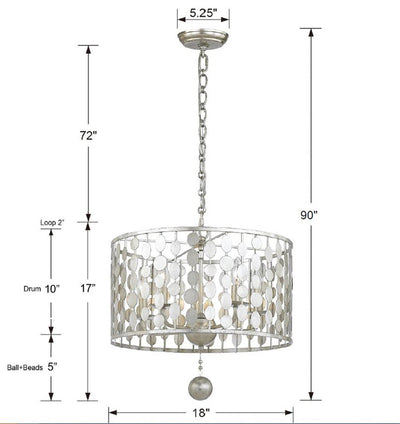 Layla 5 Light Antique Silver Chandelier Chandelier Crystorama