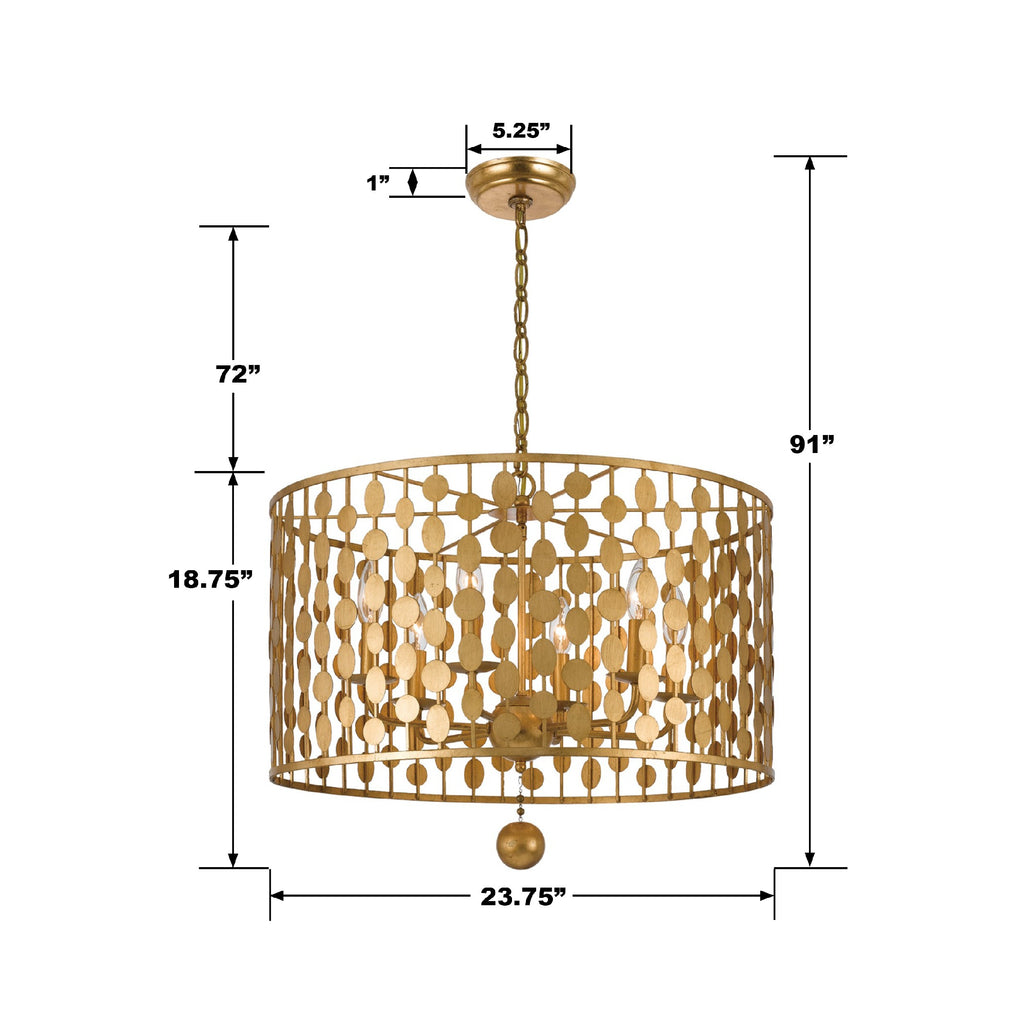 Layla 6 Light Antique Gold Chandelier Chandelier Crystorama