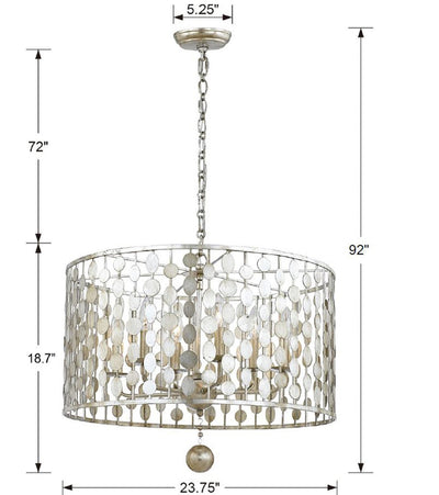 Layla 6 Light Antique Silver Chandelier Chandelier Crystorama