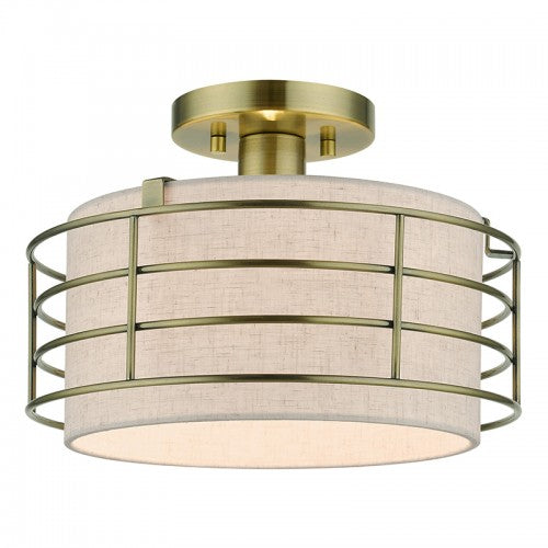 1 Light Antique Brass Medium Semi-Flush Semi Flush Livex