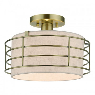 1 Light Antique Brass Medium Semi-Flush Semi Flush Livex