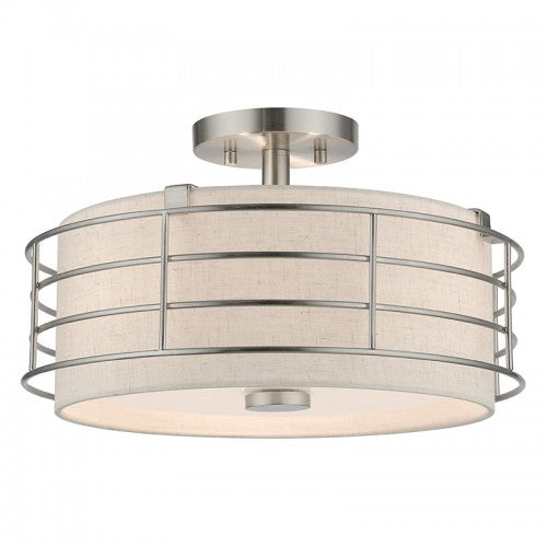 3 Light Brushed Nickel Large Semi-Flush Semi Flush Livex