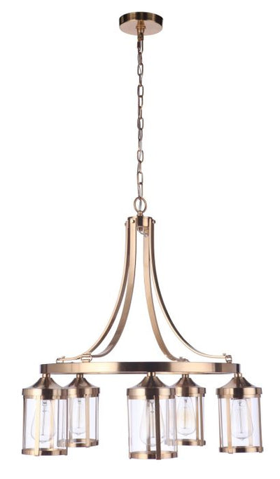 Elliot 5 Light in Satin Brass Chandelier Craftmade