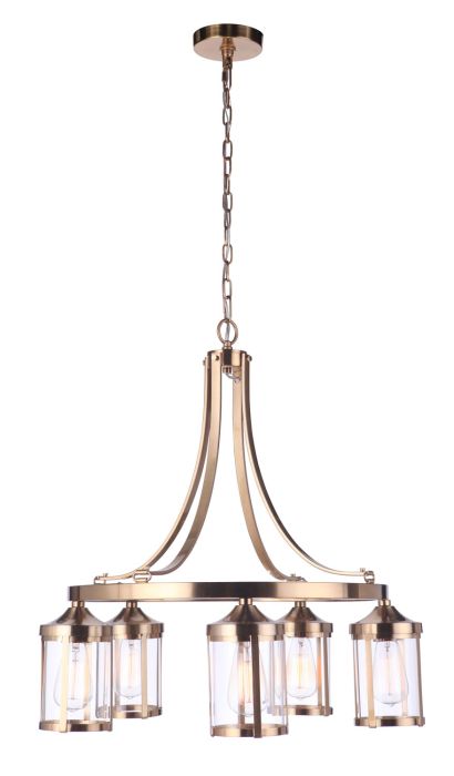 Elliot 5 Light in Satin Brass Chandelier Craftmade