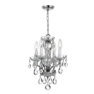 Traditional Crystal 4 Light Clear Italian Crystal Polished Chrome Mini Chandelier Chandelier Crystorama