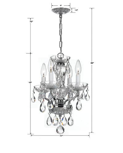 Traditional Crystal 4 Light Clear Italian Crystal Polished Chrome Mini Chandelier Chandelier Crystorama