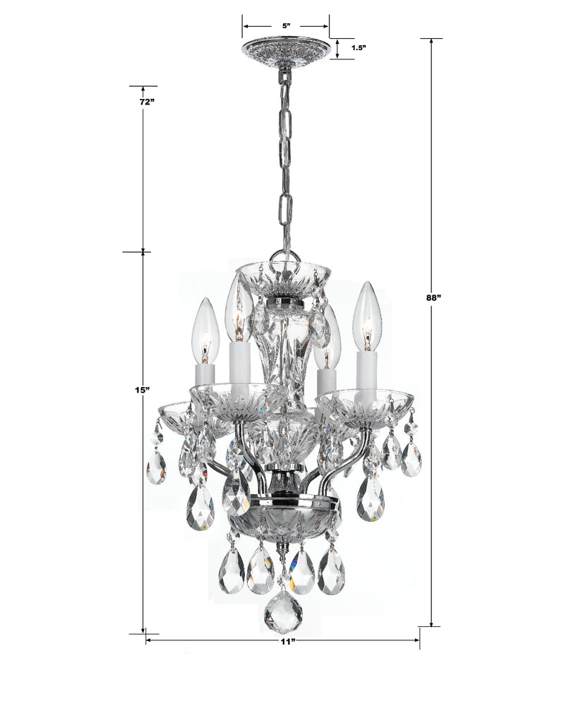 Traditional Crystal 4 Light Hand Cut Crystal Polished Chrome Mini Chandelier Chandelier Crystorama