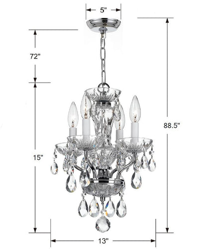 Traditional Crystal 4 Light Spectra Crystal Polished Chrome Mini Chandelier Chandelier Crystorama