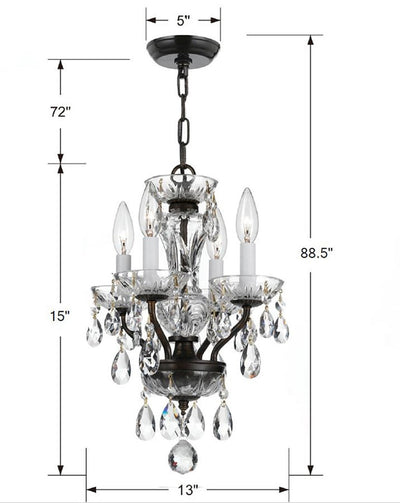 Traditional Crystal 4 Light Spectra Crystal Polished English Bronze Mini Chandelier Chandelier Crystorama