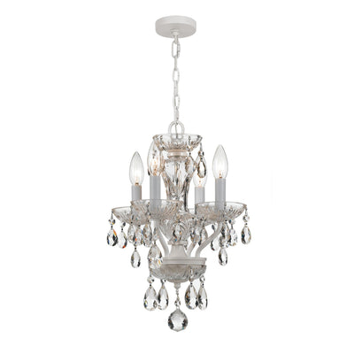 Traditional Crystal 4 Light Clear Italian Crystal Wet White Mini Chandelier Chandelier Crystorama