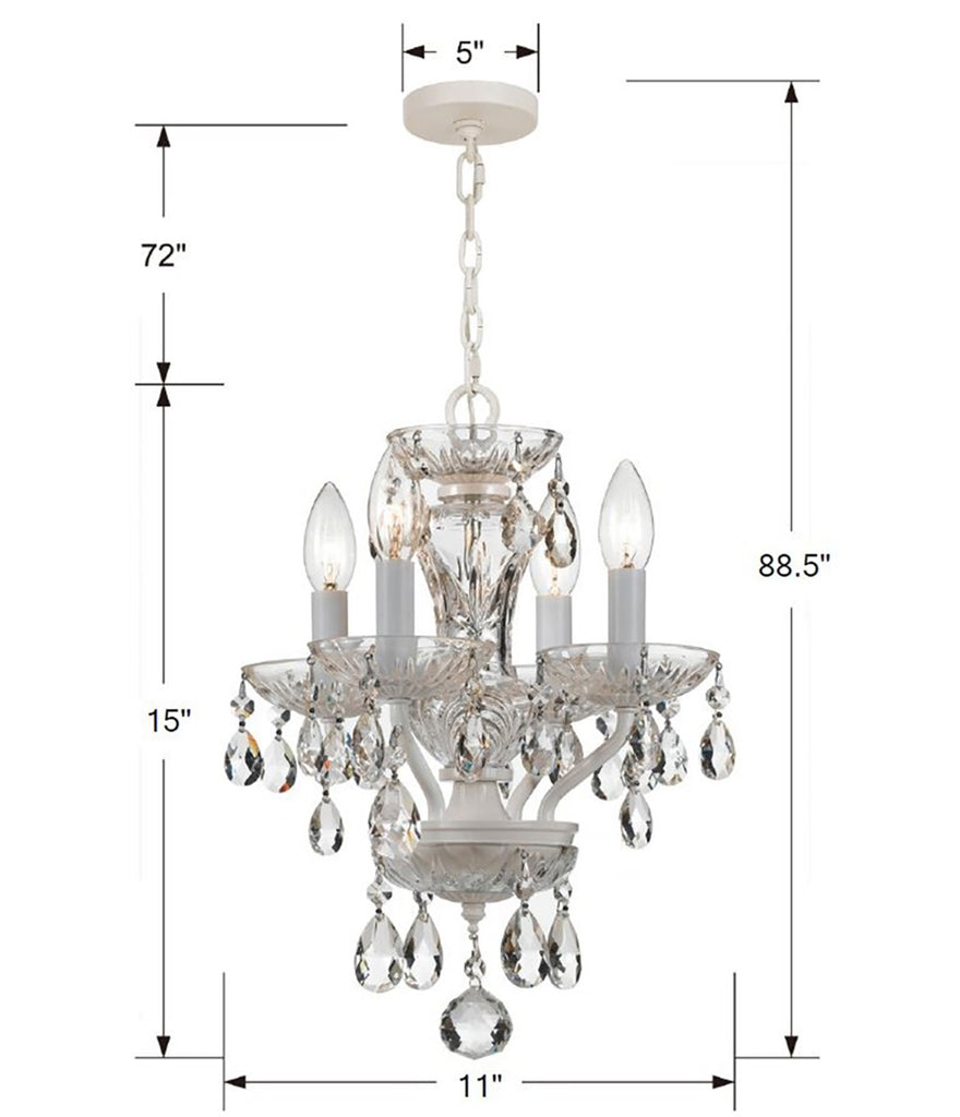 Traditional Crystal 4 Light Clear Italian Crystal Wet White Mini Chandelier Chandelier Crystorama