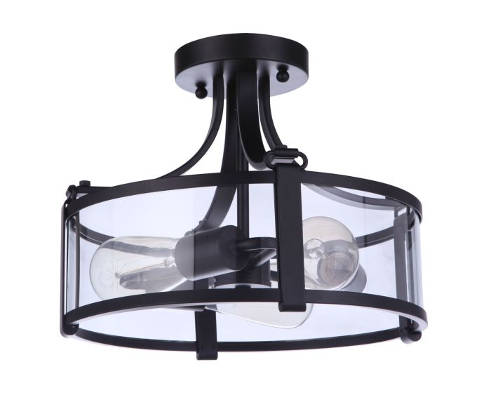 Elliot 3 Light Semi Flush in Flat Black Semi Flush Craftmade