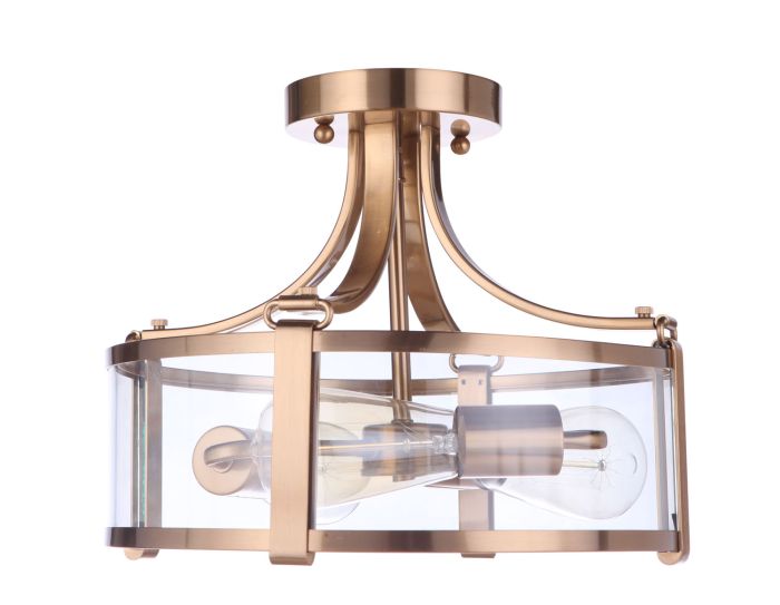 Elliot 3 Light Semi Flush in Satin Brass Semi Flush Craftmade