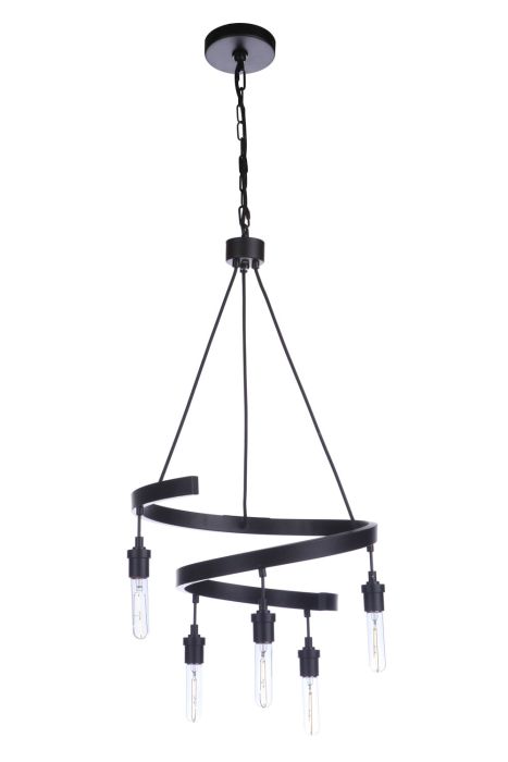 Tranquil 5 Light Chandelier in Flat Black Chandelier Craftmade