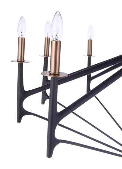 The Reserve 10 Light Chandelier in Flat Black/Satin Brass Chandelier Craftmade