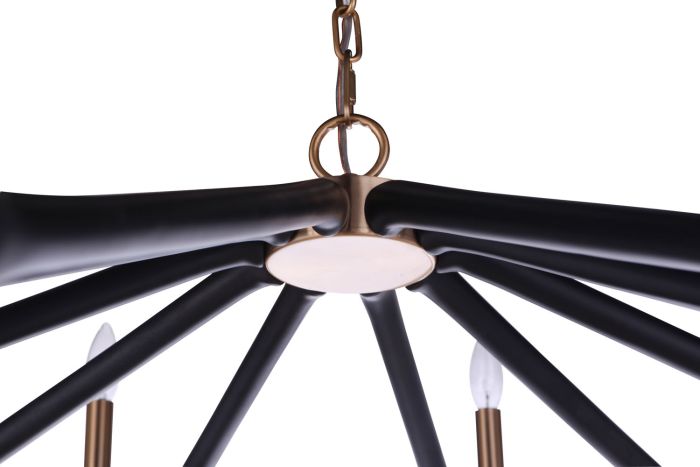 The Reserve 10 Light Chandelier in Flat Black/Satin Brass Chandelier Craftmade