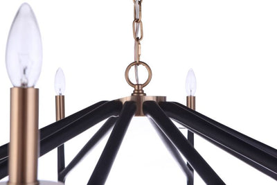 The Reserve 10 Light Chandelier in Flat Black/Satin Brass Chandelier Craftmade