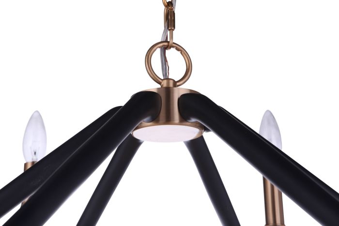 The Reserve 6 Light Chandelier in Flat Black/Satin Brass Chandelier Craftmade