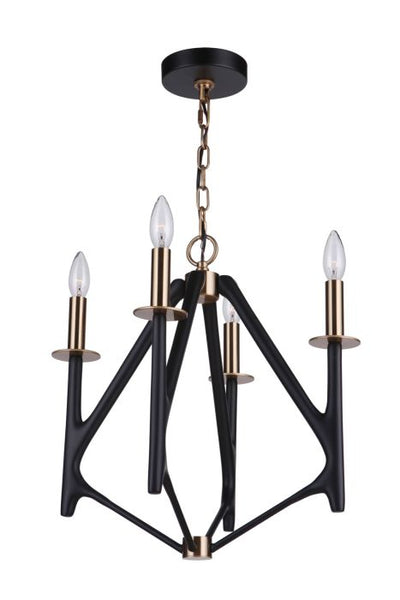 The Reserve 4 Light Chandelier in Flat Black/Satin Brass Pendant Craftmade