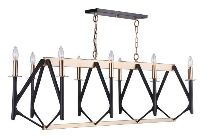 The Reserve 10 Light Island in Flat Black/Satin Brass Linear Craftmade