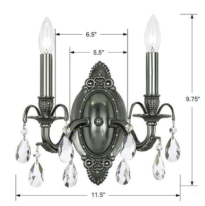 Dawson 2 Light Hand Cut Crystal Pewter Sconce Wall Sconce Crystorama