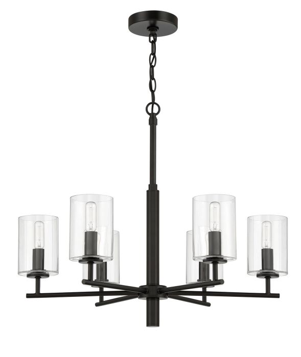 Hailie 6 Light Chandelier in Flat Black Chandelier Craftmade