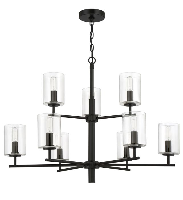 Hailie 9 Light Chandelier in Flat Black Chandelier Craftmade