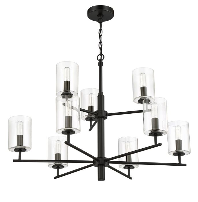 Hailie 9 Light Chandelier in Flat Black Chandelier Craftmade