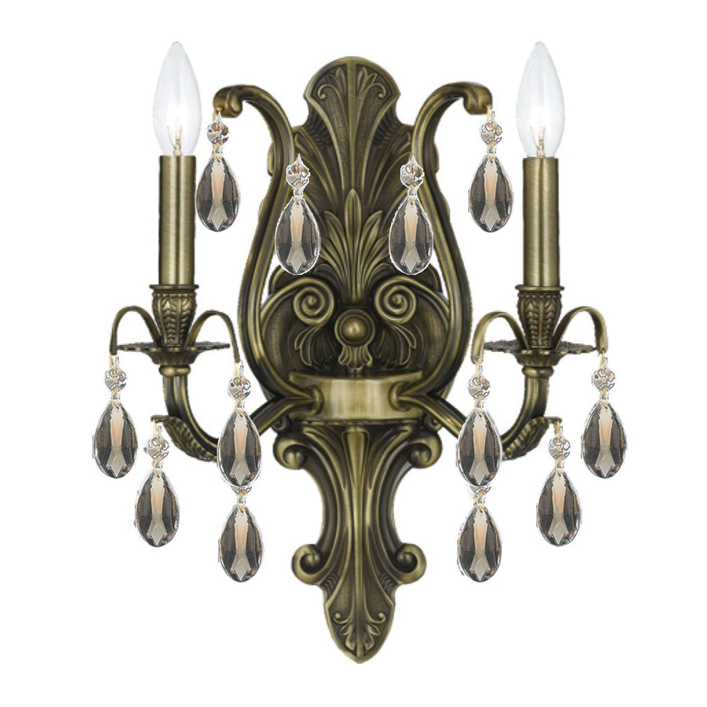 Dawson 2 Light Spectra Crystal Antique Brass Sconce Wall Sconce Crystorama