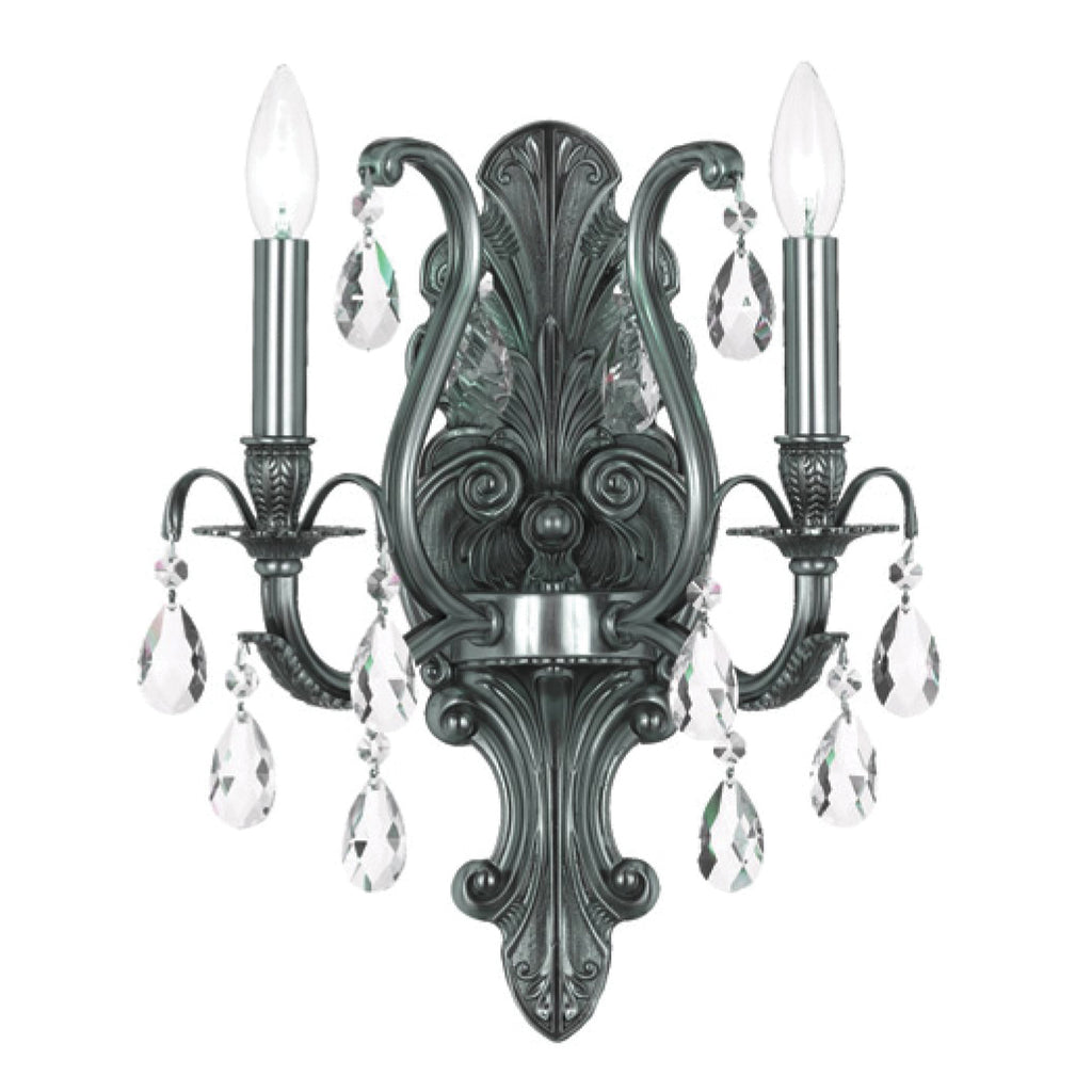 Dawson 2 Light Hand Cut Crystal Pewter Sconce Wall Sconce Crystorama