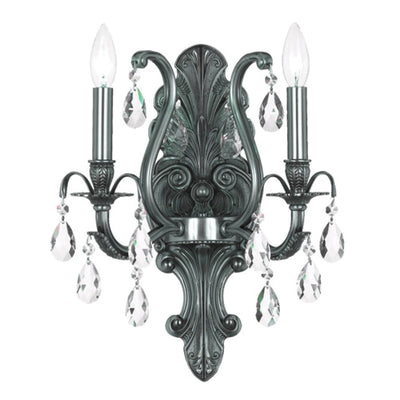 Dawson 2 Light Swarovski Strass Crystal Pewter Sconce Wall Sconce Crystorama