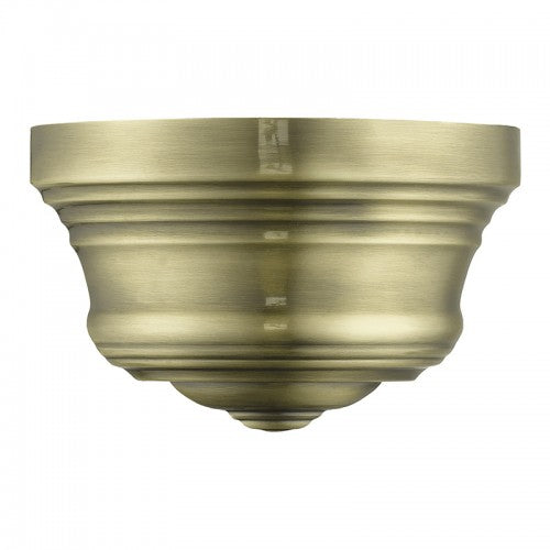 1 Light Antique Brass Bell ADA Sconce with Shiny White Finish Inside Wall Sconce Livex
