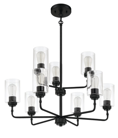 Stowe 9 Light Chandelier in Flat Black Chandelier Craftmade