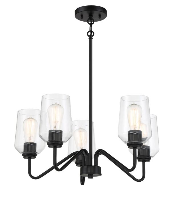 Shayna 5 Light Chandelier in Flat Black Chandelier Craftmade