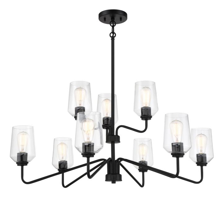 Shayna 9 Light Chandelier in Flat Black Chandelier Craftmade