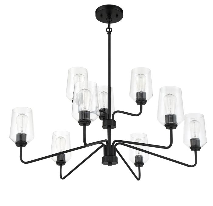 Shayna 9 Light Chandelier in Flat Black Chandelier Craftmade