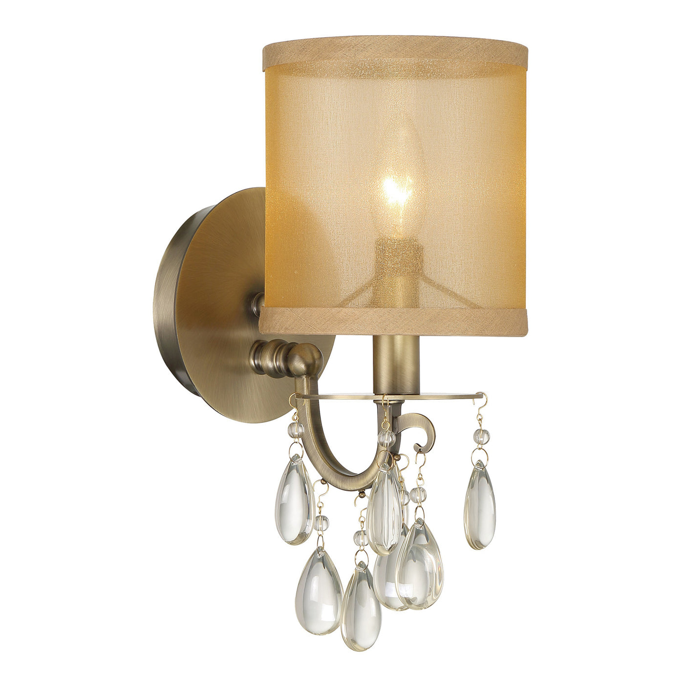 Hampton 1 Light Antique Brass Sconce Wall Sconce Crystorama