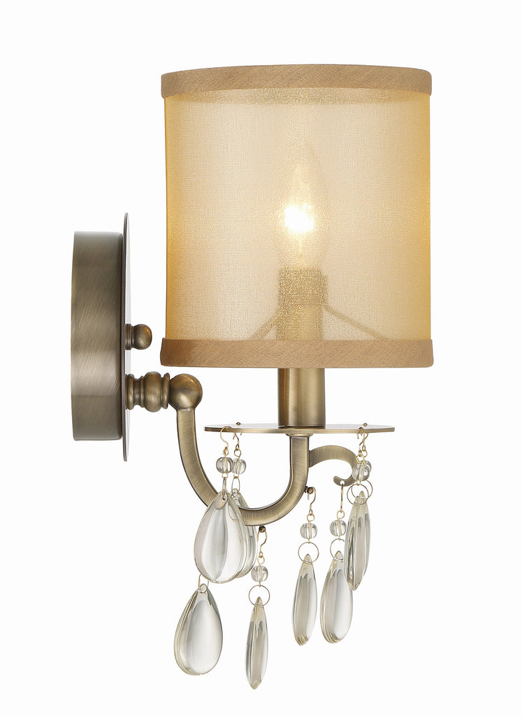 Hampton 1 Light Antique Brass Sconce Wall Sconce Crystorama