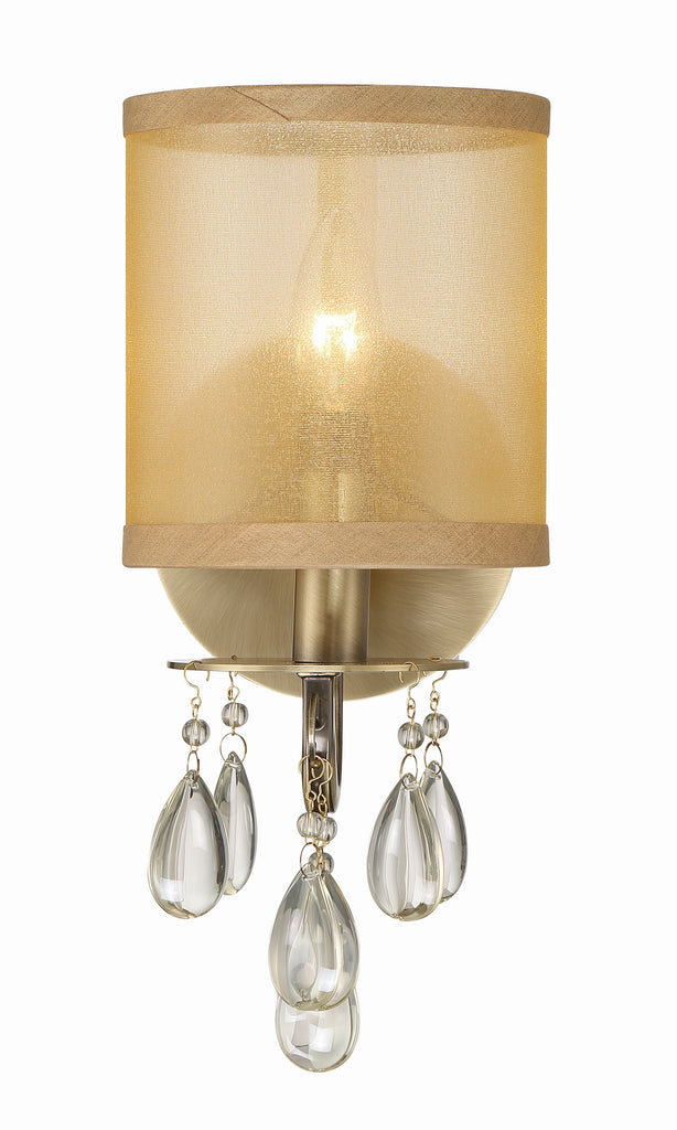 Hampton 1 Light Antique Brass Sconce Wall Sconce Crystorama