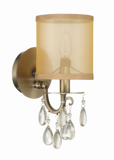 Hampton 1 Light Antique Brass Sconce Wall Sconce Crystorama