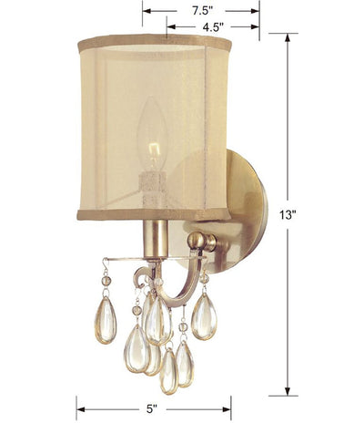 Hampton 1 Light Antique Brass Sconce Wall Sconce Crystorama