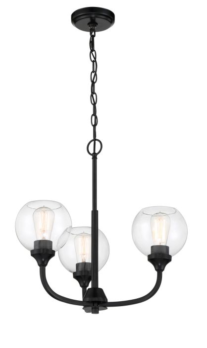 Glenda 3 Light Chandelier in Flat Black Chandelier Craftmade