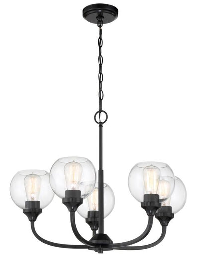 Glenda 5 Light Chandelier in Flat Black Chandelier Craftmade